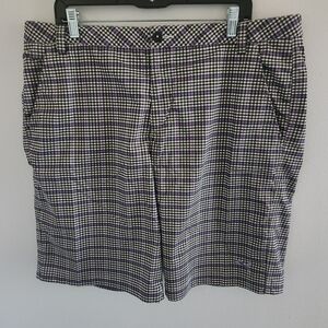 PUMA Golf Tech Shorts DryCell Purple Black Plaid Stretch Logo Men's 40